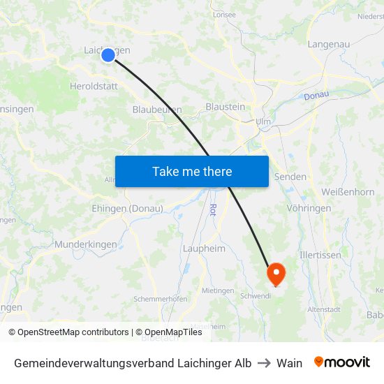 Gemeindeverwaltungsverband Laichinger Alb to Wain map