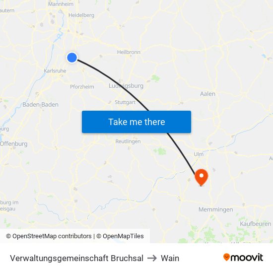 Verwaltungsgemeinschaft Bruchsal to Wain map