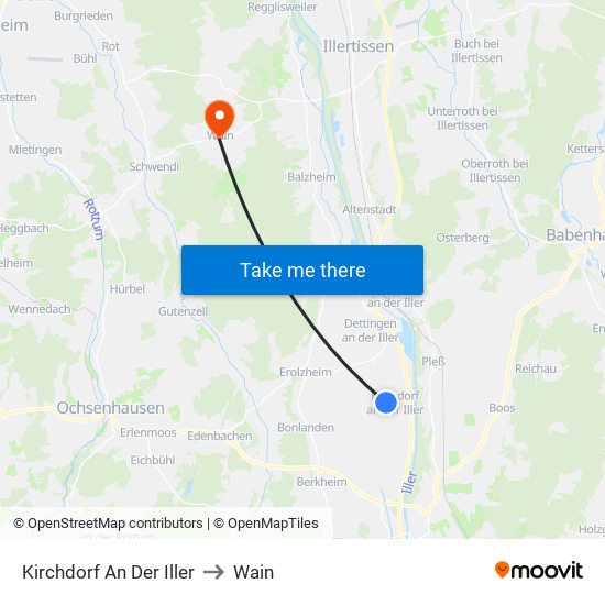 Kirchdorf An Der Iller to Wain map