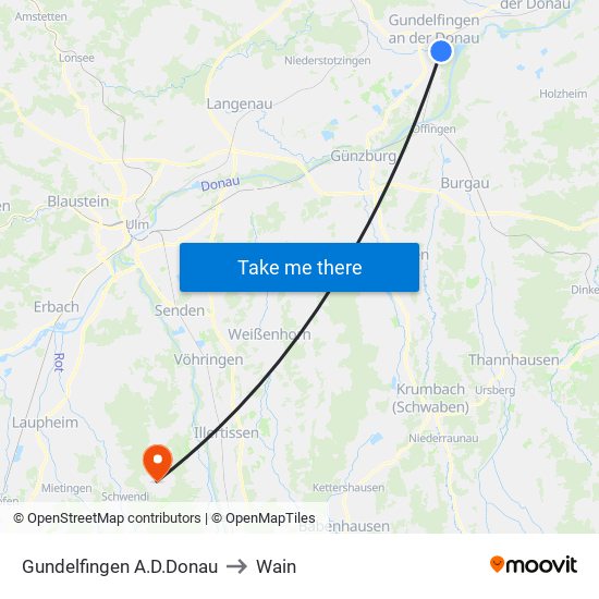 Gundelfingen A.D.Donau to Wain map