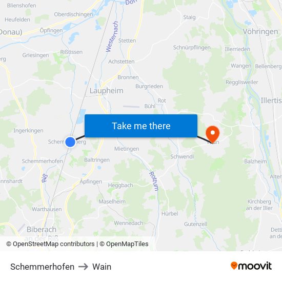 Schemmerhofen to Wain map