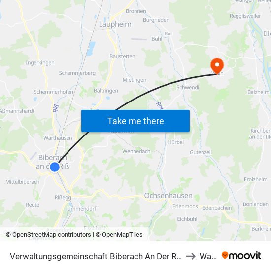Verwaltungsgemeinschaft Biberach An Der Riß to Wain map