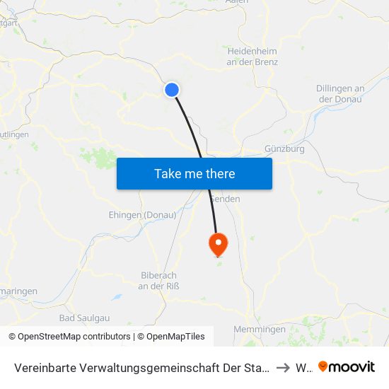 Vereinbarte Verwaltungsgemeinschaft Der Stadt Geislingen An Der Steige to Wain map