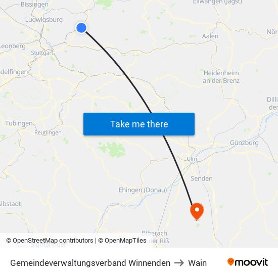 Gemeindeverwaltungsverband Winnenden to Wain map