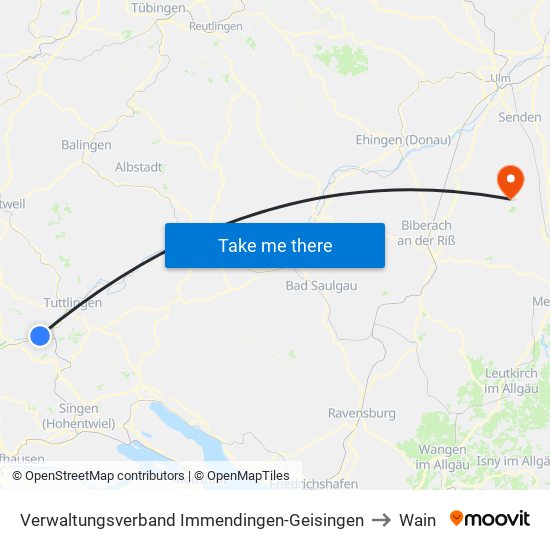 Verwaltungsverband Immendingen-Geisingen to Wain map