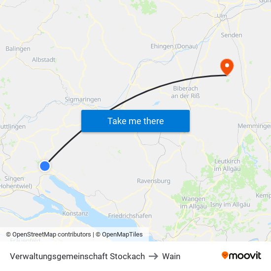 Verwaltungsgemeinschaft Stockach to Wain map