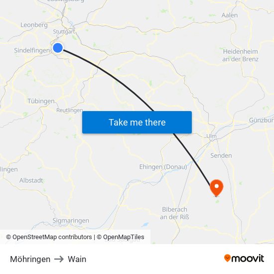 Möhringen to Wain map