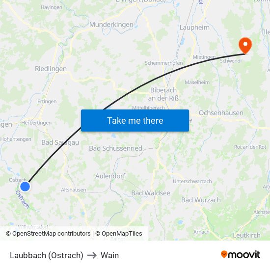 Laubbach (Ostrach) to Wain map