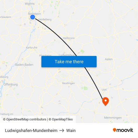 Ludwigshafen-Mundenheim to Wain map