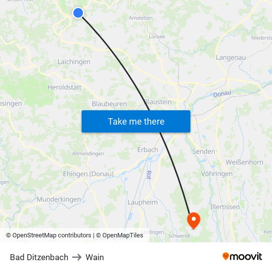 Bad Ditzenbach to Wain map