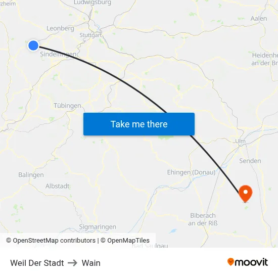 Weil Der Stadt to Wain map