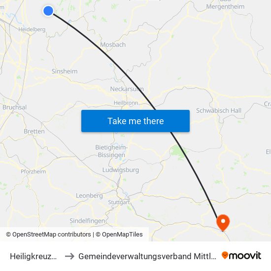 Heiligkreuzsteinach to Gemeindeverwaltungsverband Mittleres Fils-Lautertal map