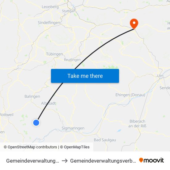 Gemeindeverwaltungsverband Meßstetten to Gemeindeverwaltungsverband Mittleres Fils-Lautertal map