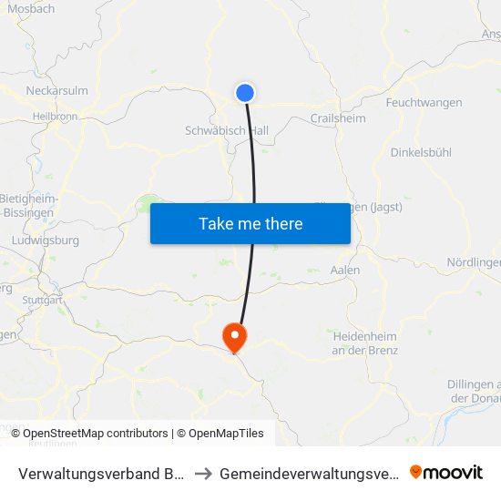 Verwaltungsverband Braunsbach-Untermünkheim to Gemeindeverwaltungsverband Mittleres Fils-Lautertal map