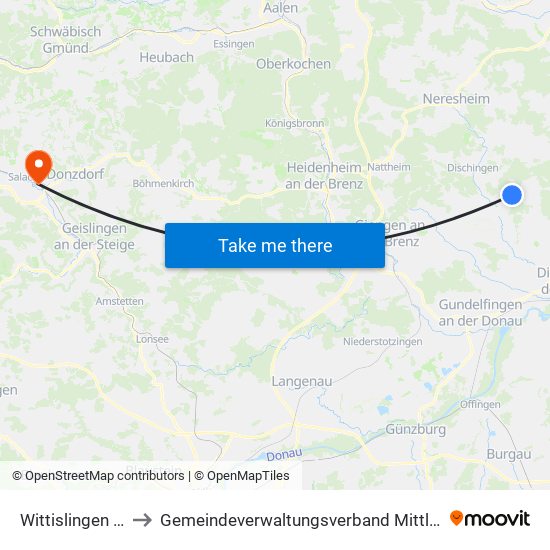 Wittislingen (Vgem) to Gemeindeverwaltungsverband Mittleres Fils-Lautertal map