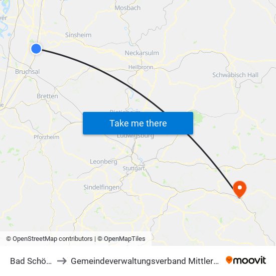 Bad Schönborn to Gemeindeverwaltungsverband Mittleres Fils-Lautertal map