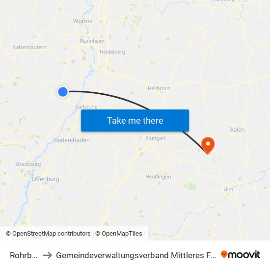 Rohrbach to Gemeindeverwaltungsverband Mittleres Fils-Lautertal map