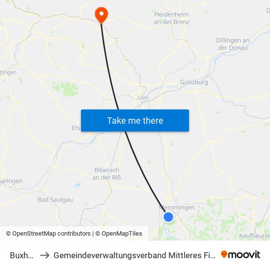 Buxheim to Gemeindeverwaltungsverband Mittleres Fils-Lautertal map