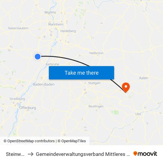Steinweiler to Gemeindeverwaltungsverband Mittleres Fils-Lautertal map