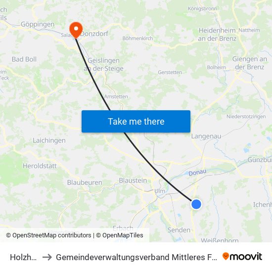 Holzheim to Gemeindeverwaltungsverband Mittleres Fils-Lautertal map