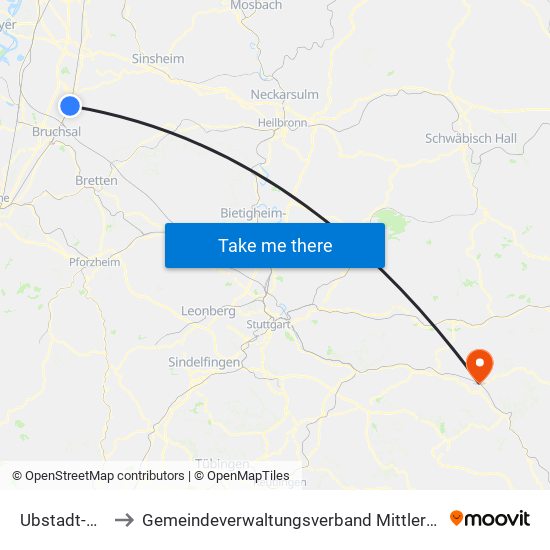 Ubstadt-Weiher to Gemeindeverwaltungsverband Mittleres Fils-Lautertal map