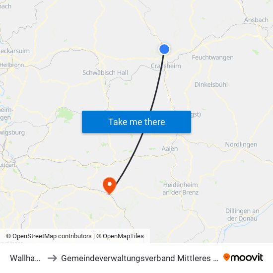 Wallhausen to Gemeindeverwaltungsverband Mittleres Fils-Lautertal map