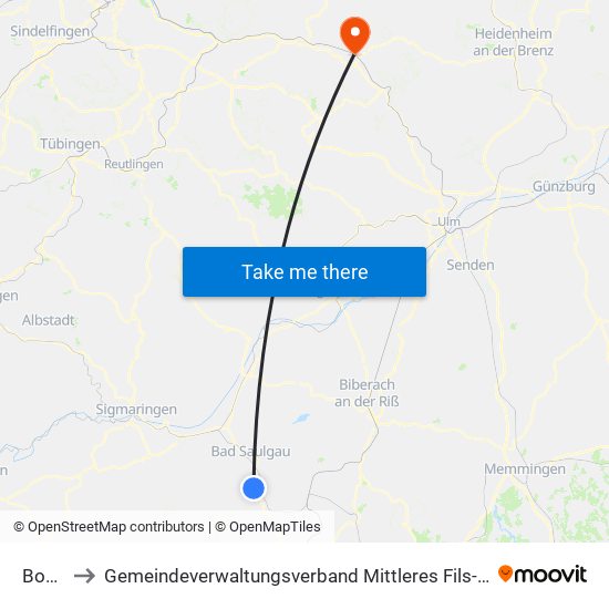 Boms to Gemeindeverwaltungsverband Mittleres Fils-Lautertal map