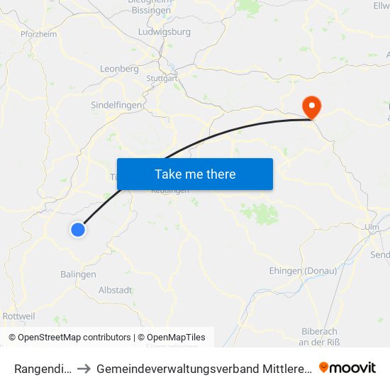 Rangendingen to Gemeindeverwaltungsverband Mittleres Fils-Lautertal map