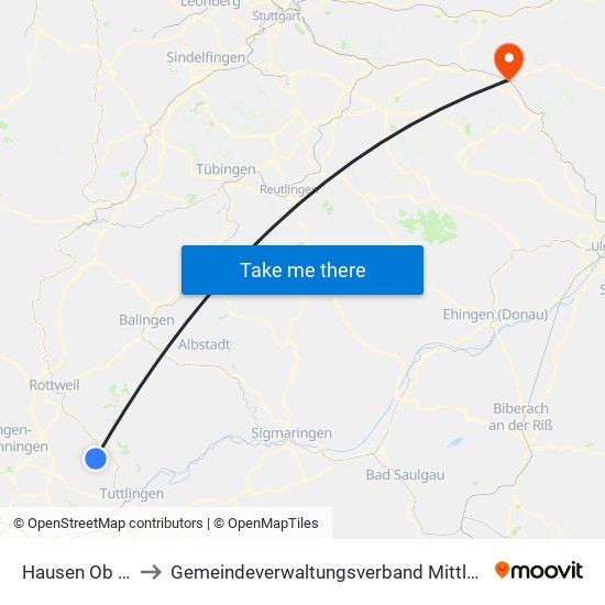 Hausen Ob Verena to Gemeindeverwaltungsverband Mittleres Fils-Lautertal map