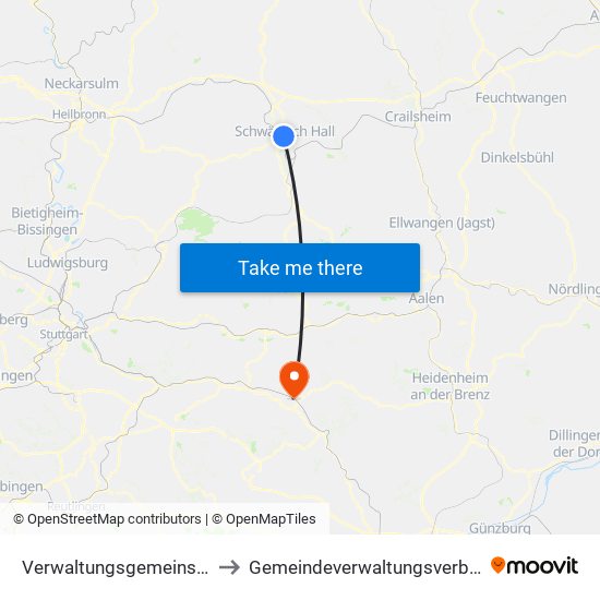 Verwaltungsgemeinschaft Schwäbisch Hall to Gemeindeverwaltungsverband Mittleres Fils-Lautertal map