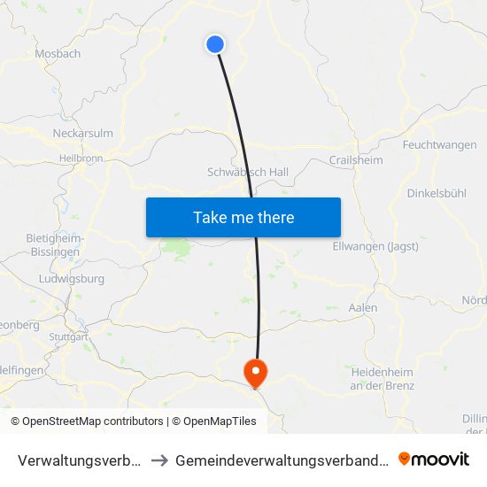 Verwaltungsverband Krautheim to Gemeindeverwaltungsverband Mittleres Fils-Lautertal map