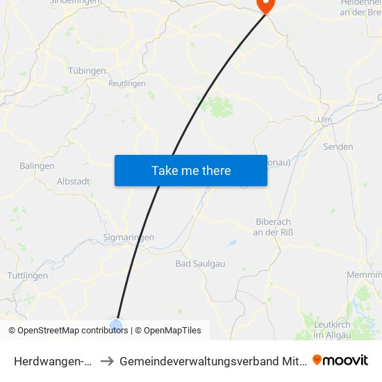 Herdwangen-Schönach to Gemeindeverwaltungsverband Mittleres Fils-Lautertal map