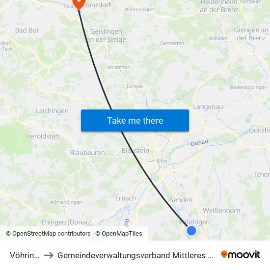 Vöhringen to Gemeindeverwaltungsverband Mittleres Fils-Lautertal map