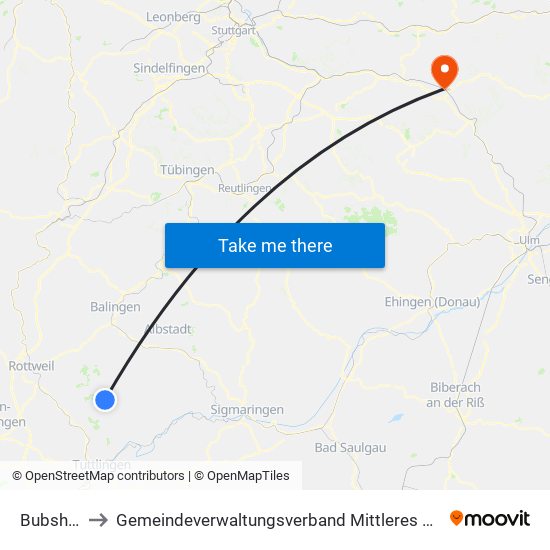 Bubsheim to Gemeindeverwaltungsverband Mittleres Fils-Lautertal map