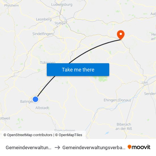 Gemeindeverwaltungsverband Bisingen to Gemeindeverwaltungsverband Mittleres Fils-Lautertal map