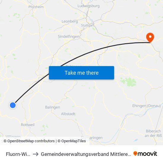 Fluorn-Winzeln to Gemeindeverwaltungsverband Mittleres Fils-Lautertal map