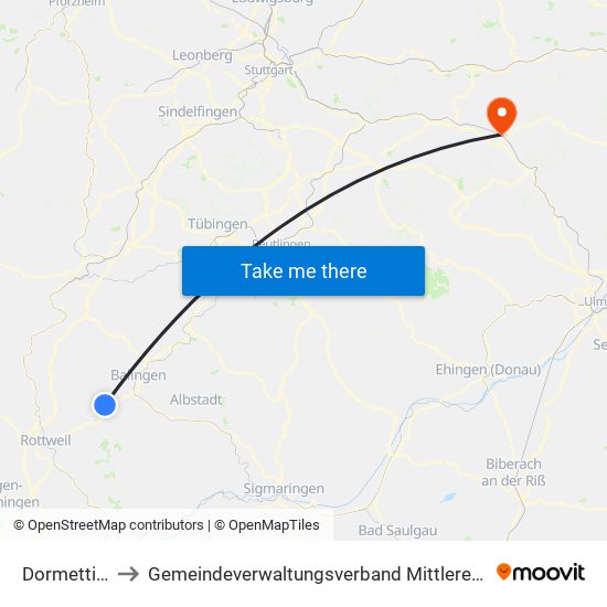 Dormettingen to Gemeindeverwaltungsverband Mittleres Fils-Lautertal map