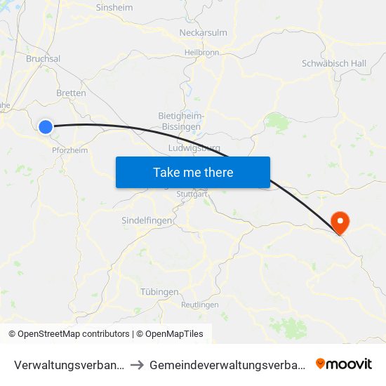 Verwaltungsverband Kämpfelbachtal to Gemeindeverwaltungsverband Mittleres Fils-Lautertal map