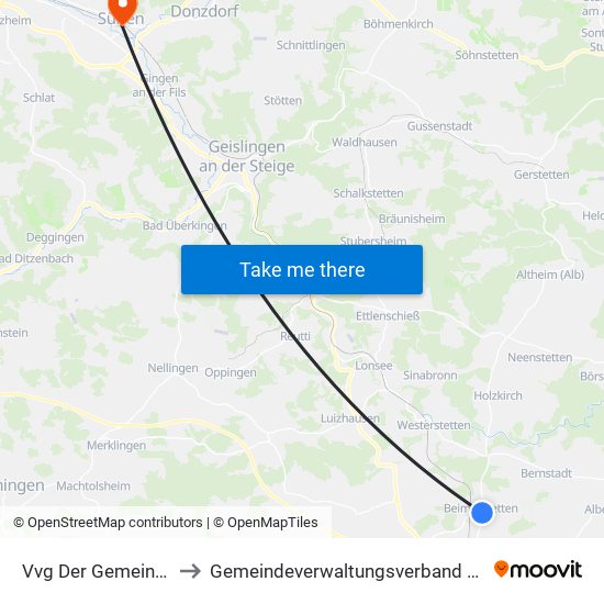 Vvg Der Gemeinde Dornstadt to Gemeindeverwaltungsverband Mittleres Fils-Lautertal map