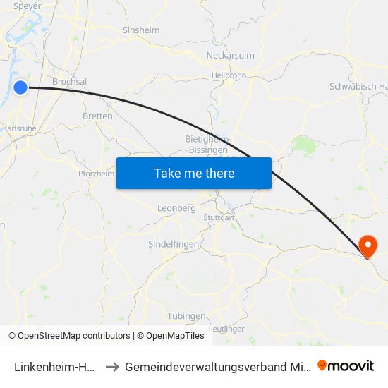 Linkenheim-Hochstetten to Gemeindeverwaltungsverband Mittleres Fils-Lautertal map