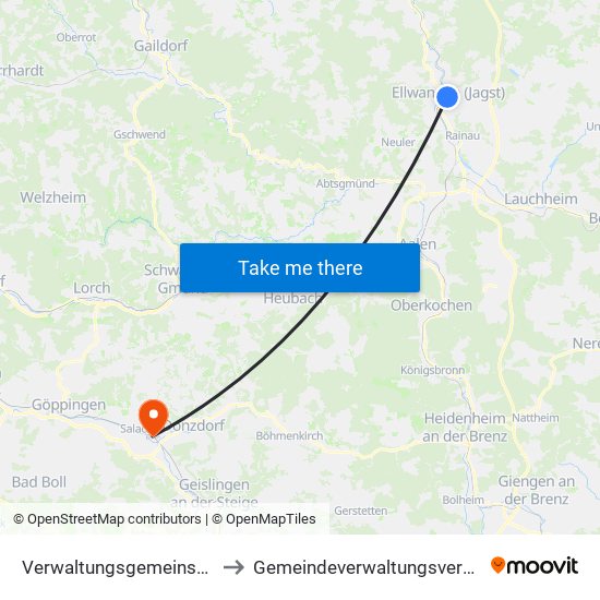 Verwaltungsgemeinschaft Ellwangen (Jagst) to Gemeindeverwaltungsverband Mittleres Fils-Lautertal map