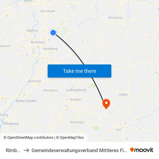 Rimbach to Gemeindeverwaltungsverband Mittleres Fils-Lautertal map