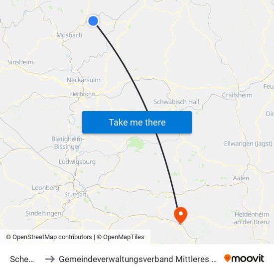 Schefflenz to Gemeindeverwaltungsverband Mittleres Fils-Lautertal map