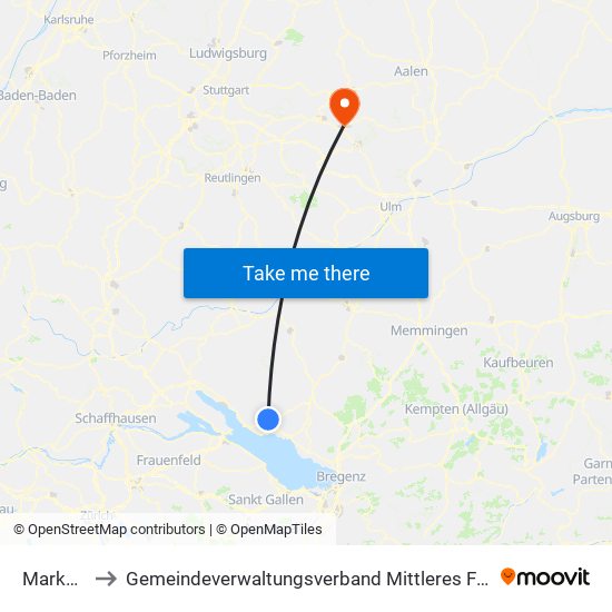 Markdorf to Gemeindeverwaltungsverband Mittleres Fils-Lautertal map