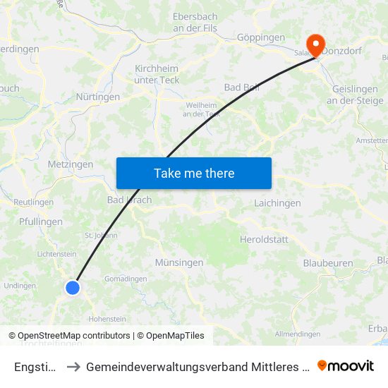 Engstingen to Gemeindeverwaltungsverband Mittleres Fils-Lautertal map