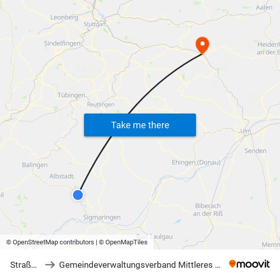 Straßberg to Gemeindeverwaltungsverband Mittleres Fils-Lautertal map