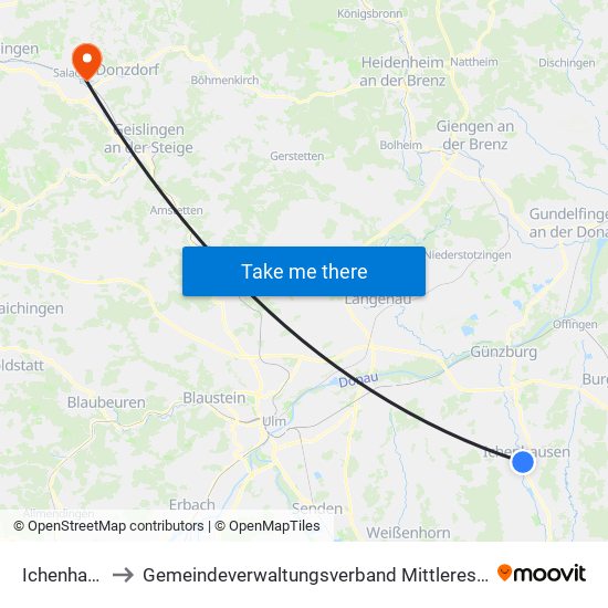 Ichenhausen to Gemeindeverwaltungsverband Mittleres Fils-Lautertal map