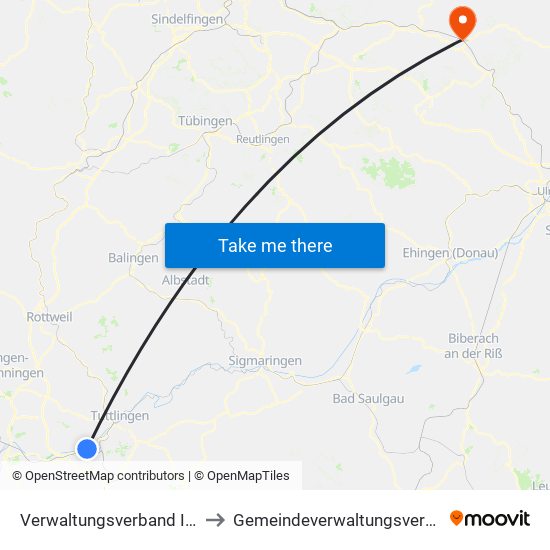 Verwaltungsverband Immendingen-Geisingen to Gemeindeverwaltungsverband Mittleres Fils-Lautertal map