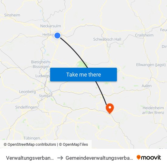 Verwaltungsverband Raum Weinsberg to Gemeindeverwaltungsverband Mittleres Fils-Lautertal map