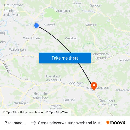 Backnang-Maubach to Gemeindeverwaltungsverband Mittleres Fils-Lautertal map